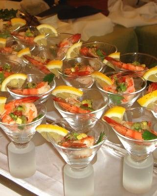 gazpacho prawns in frosted martini glass