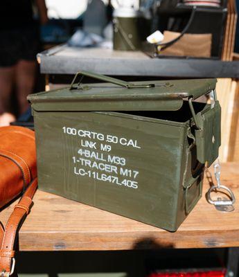 Yep, it's an ammo can. The aesthetic represents practicality and resilience; timeless use.