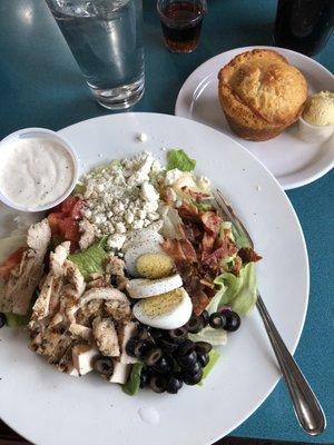 Cobb salad and corn muffin