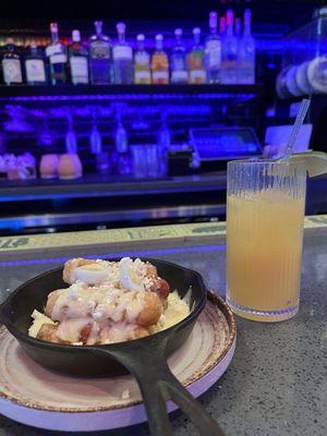 Truffle Chori-Yucca Fries and passion fruit margarita