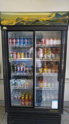 Drink cooler with sodas and juices