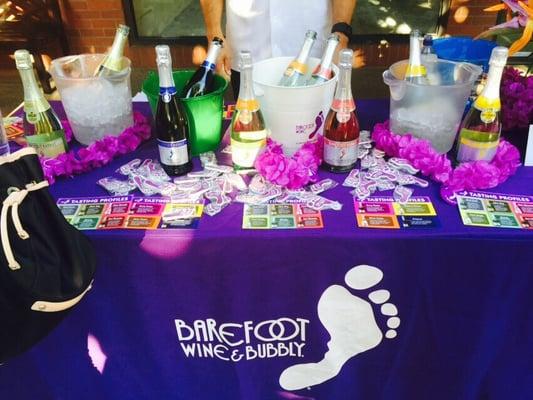 Barefoot stand of a variety of Pink Moscato, Tropical Fusion, Peach something, and Pinot Grigio