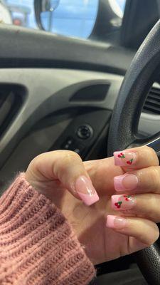 Full set w/ pink gel tips & design - $77