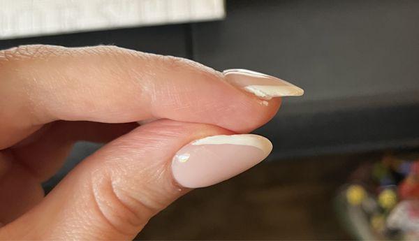 Closer look at the split nail edge