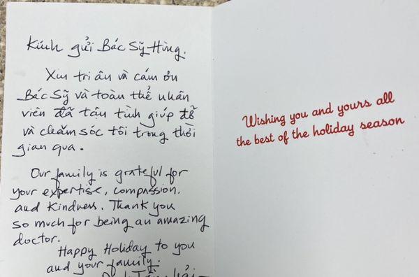 Patient's thank you note