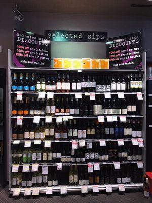 Even better deals on the "selected sips" wall. Discounted wines for the thrifty :)