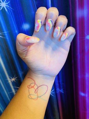 Pride nails with Mickey design