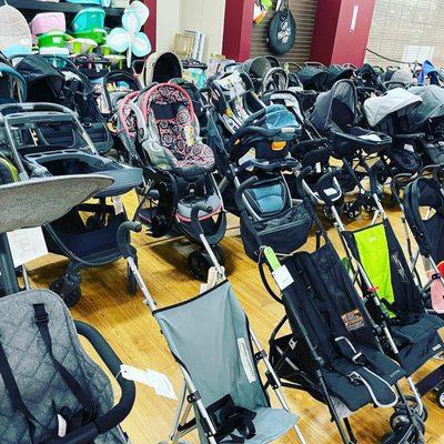 Strollers, baby gear, high chairs at 50-85% off retail prices.