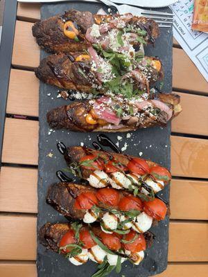 Steak bruschetta and original bruschetta