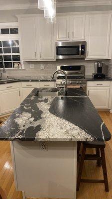 skyfall leather granite kitchen island