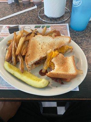 Slammin Sammy Burger and fries