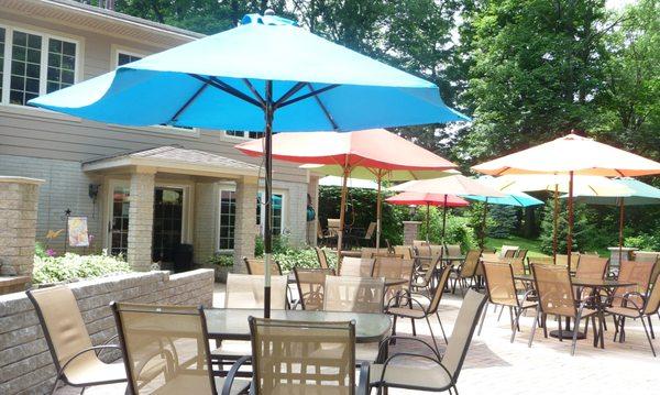 Enjoy a glass of wine with friends on our outdoor patio.