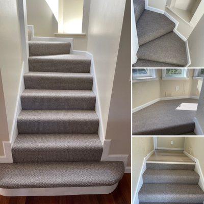 Residential staircase carpet installation done in Craftsman Charm in Villa.