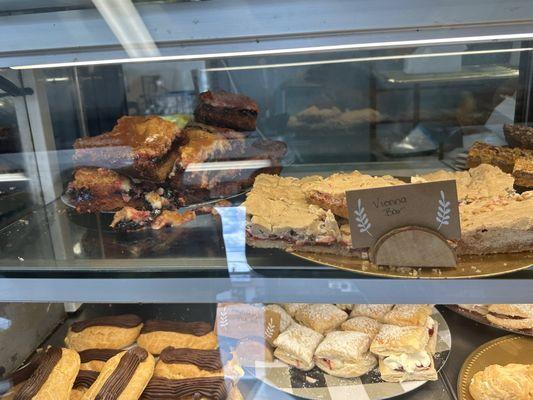 Blackberry bars, Vienna bars, eclairs and raspberry pick me ups