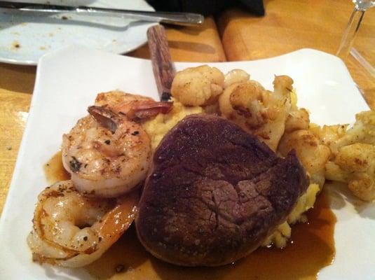 Surf n Turf Special with Mashed Taters & Cauliflower