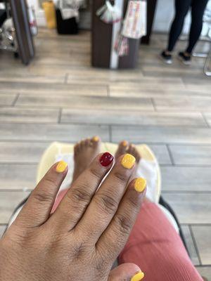 Gel nails and pedicure. Never disappoint!