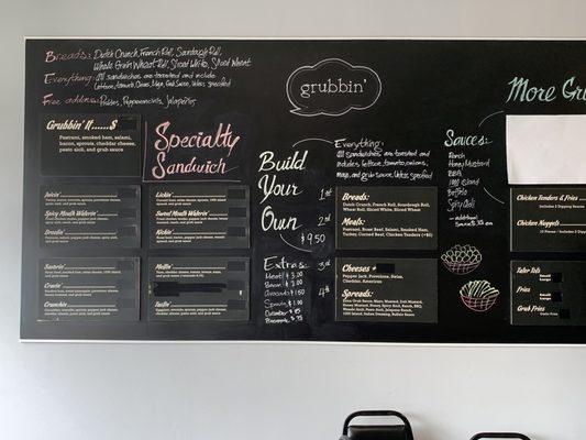 Menu, without prices. As of 10/8/21