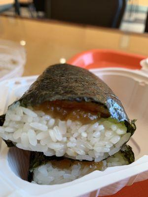 Spam Masubi with bbq (more like a teriyaki) sauce