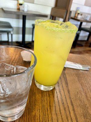 The new Pineapple Express juice- pineapple, orange, coconut water, lime, agave, mint crystal rim. SO good!