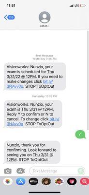 Confirmation text