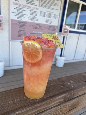 Black Cherry and Original lemonade with Peach Rings