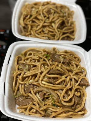 Beef Chow Meins (with no bean sprouts)