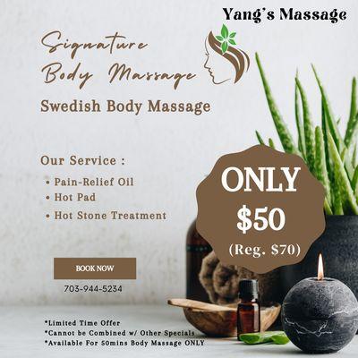 Yang's Massage
 303 Maple Ave W, Vienna, VA 22180
 Call Us at 703-944-5234