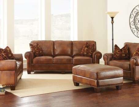 100% leather living room set