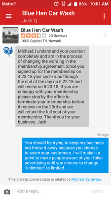 This is their response to the "unlimited scam" they are running. They hate my review and can't wait to get rid of me as a customer.