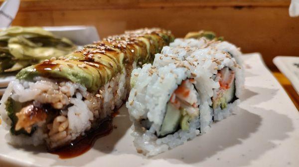 Delicious caterpillar and Cali roll