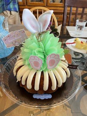 Lemon Bundt cake decorated for Easter