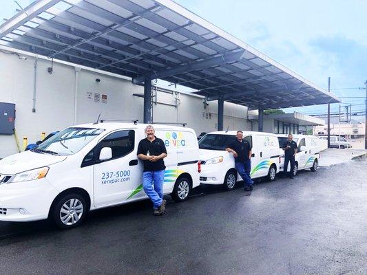 Some Servpac technicians by the solar canopy by our cloud facility in Honolulu