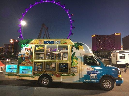 Our truck lights up so pretty, and we always have our tropical music playing to make it even more fun!