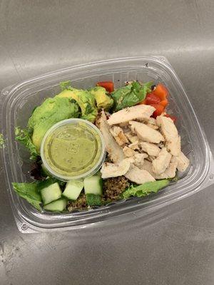 quinoa feta avocado grain bowl (with chicken)