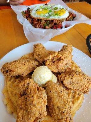 Chicken and Waffles, Loaded Grits