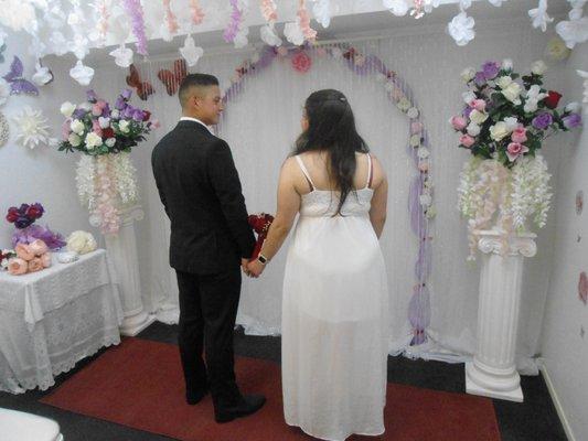 Beautiful decorated wedding Chapel perfect for up to 8 guests.