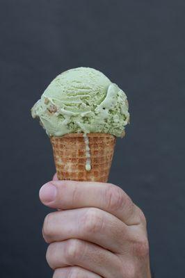 Matchadoodle - matcha ice cream swirled with housemade snickerdoodle cookies!