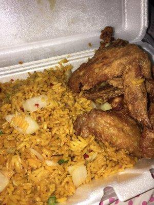 Chicken wing with fried rice