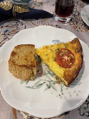 Rustic bread and egg/cheese tart/quiche