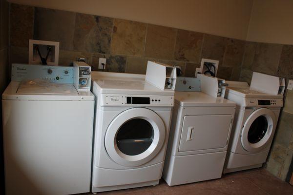 10 washers and 10 dryers spaced throughout the property