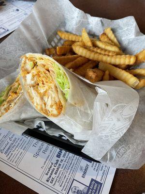 Buffalo chicken wrap, yum!!