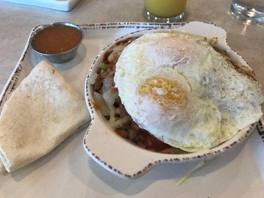 Mexican Skillet w/over easy eggs that were a little under cooked.