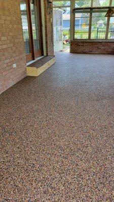 Porch floor with step. Wood frame removed in 24 hours