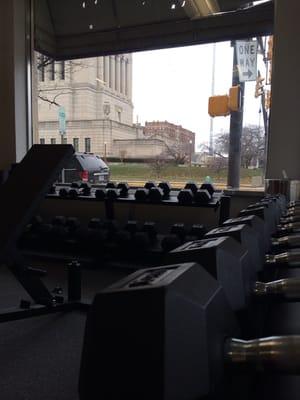 Looking out at the Indiana War Memorial