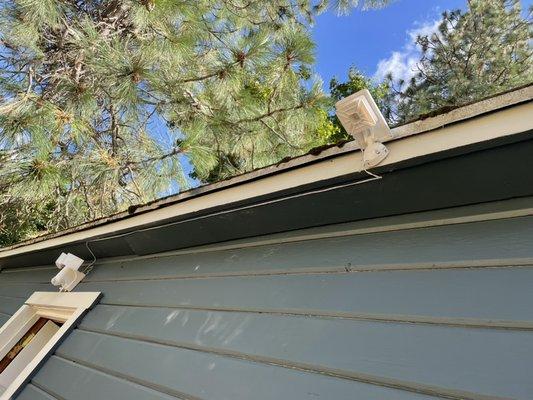 Installed garage solar light