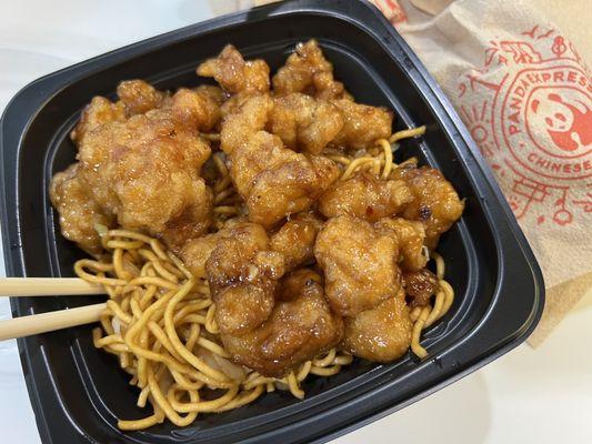 Noodles & orange chicken bowl