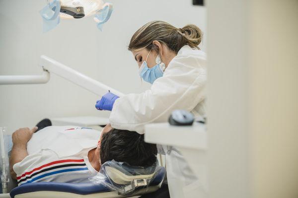 Dr. Bryanna Hubbard with a patient.