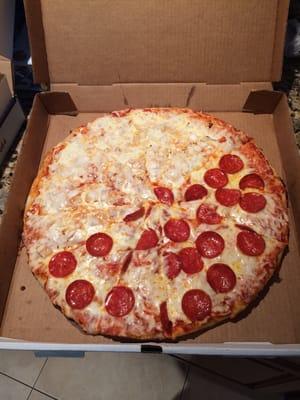 Half pepperoni half onion