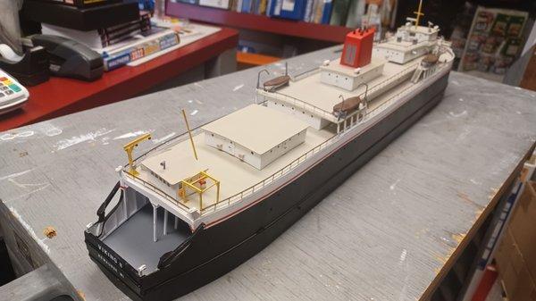 Another view of the scratchbuilt N scale carferry "Viking II".