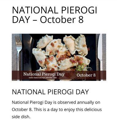 8 October is National Pierogi Day - and Jenni's Pierogies is closed. Talk about a missed opportunity.